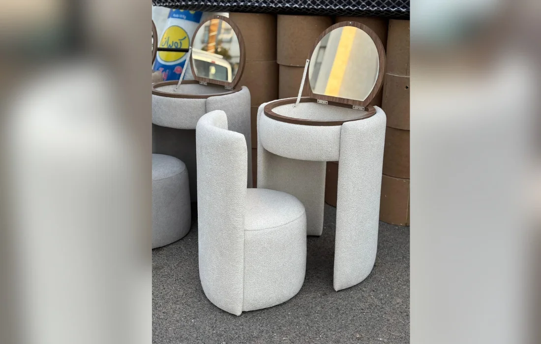 Coiffeuse Compacte « Vanity Pouf » avec Miroir Intégré