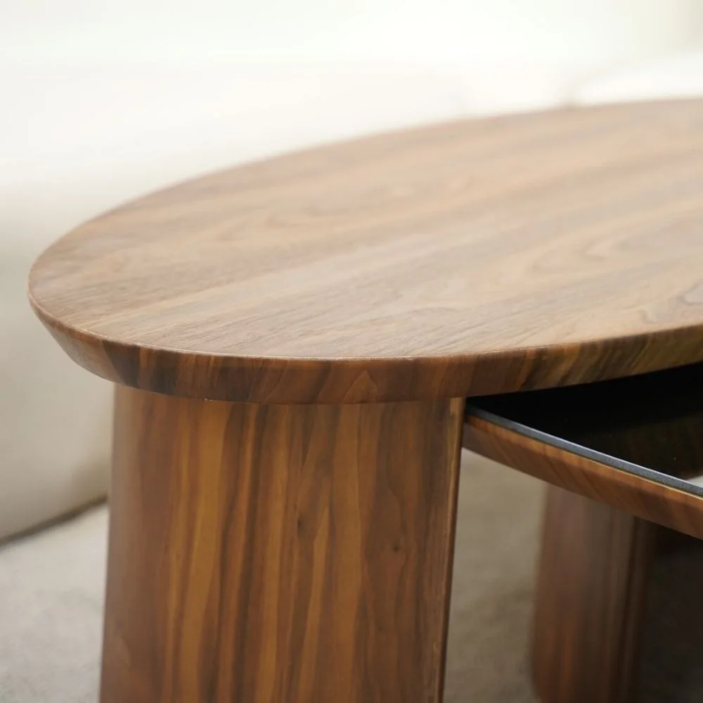ECLIPSE ,Table basse en bois latte finition noyé