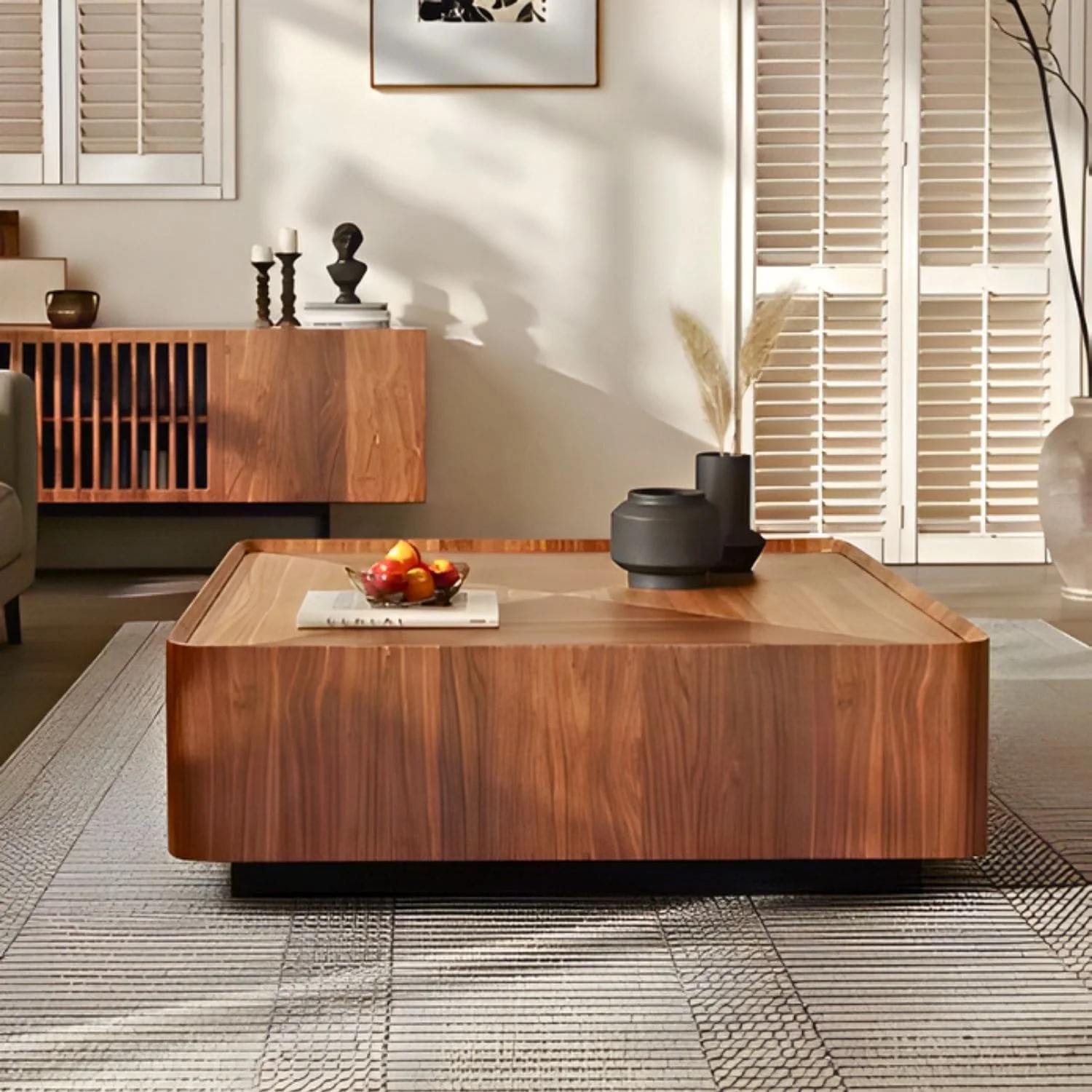 PRISMA ,Table basse en bois latte finition noyé