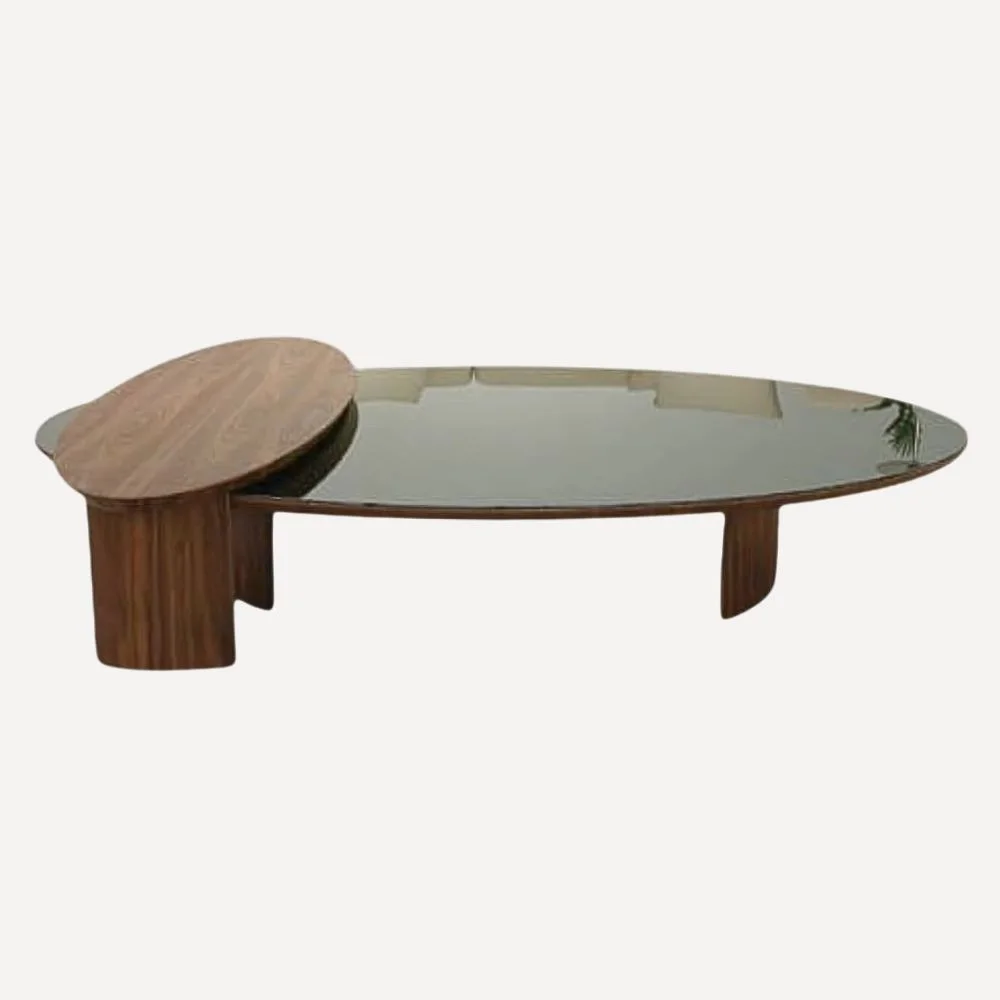 ECLIPSE ,Table basse en bois latte finition noyé