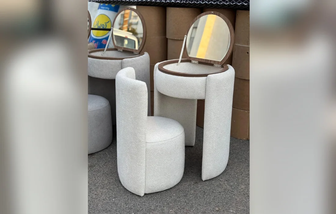 Coiffeuse Compacte « Vanity Pouf » avec Miroir Intégré
