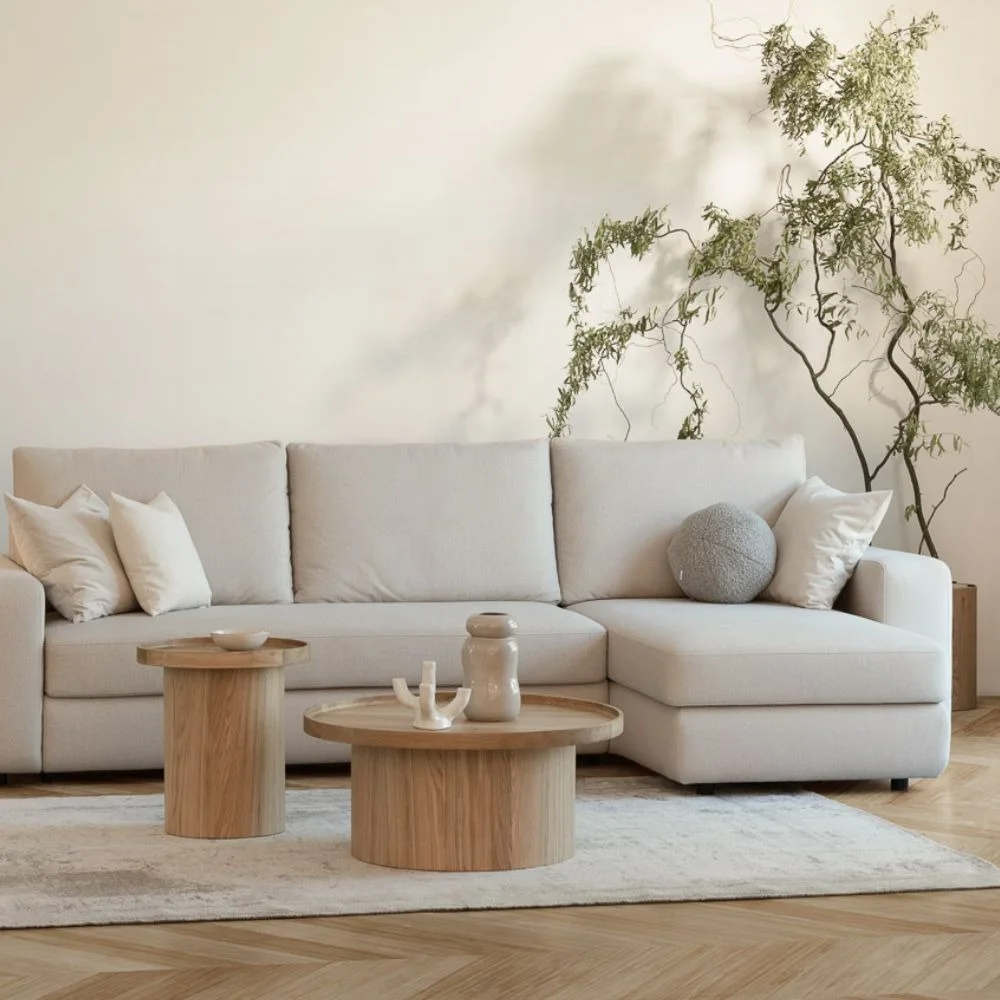 Le Duo ORA,Table basse en bois latte finition chêne