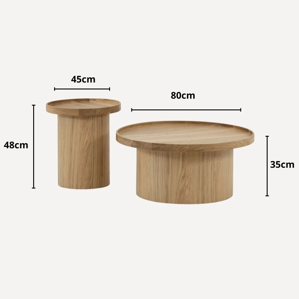 Le Duo ORA,Table basse en bois latte finition chêne