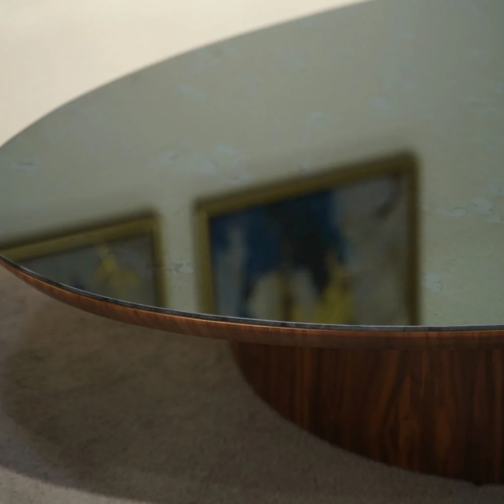 ECLIPSE ,Table basse en bois latte finition noyé