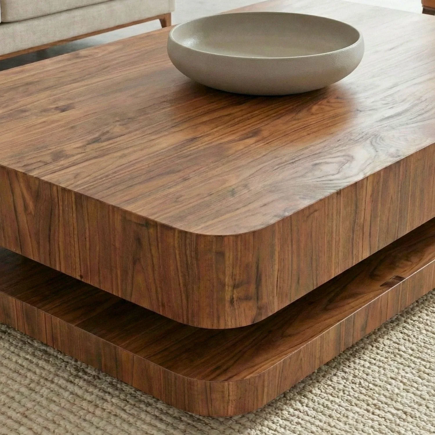 Table basse en bois massif latte noyé