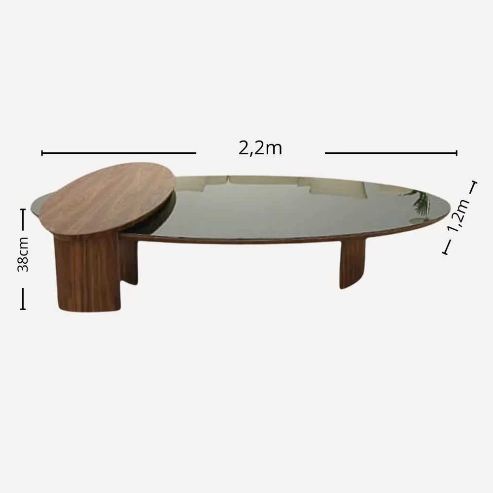 ECLIPSE ,Table basse en bois latte finition noyé