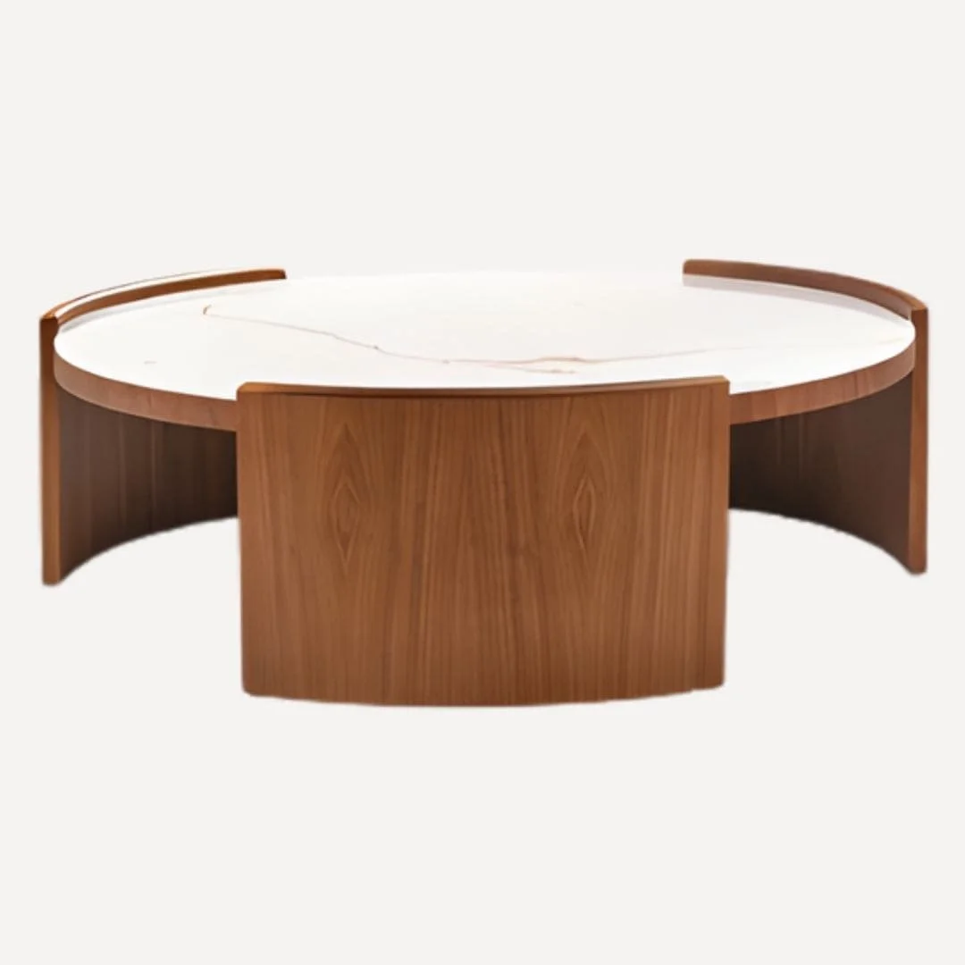 Table en céramique rond et socle noyé