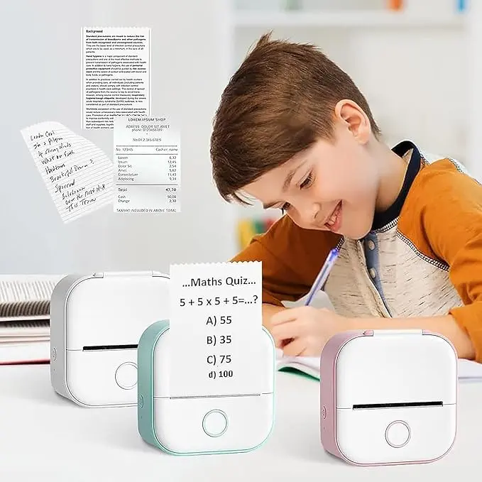 الطابعة الحرارية الصغيرة المحمولة للطلاب والتلاميذ (Mini Thermal Photo Printer)