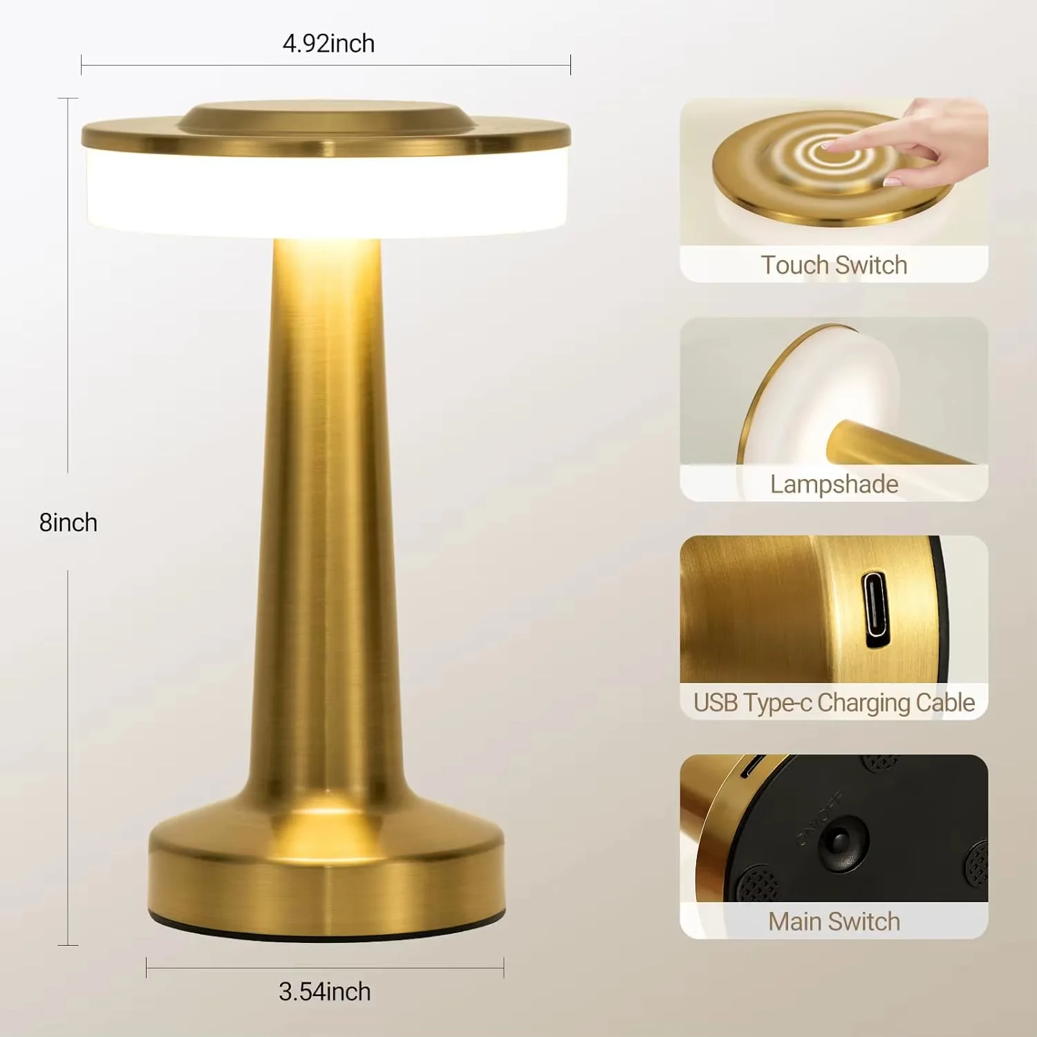مصباح LED الذكي باللمس - إضاءة مريحة للعين وقابلة للشحن
