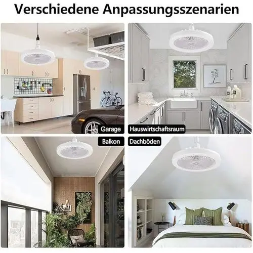 مروحة سقف ذكية مع إضاءة LED وريموت كنترول (ترتيب سهل E27)