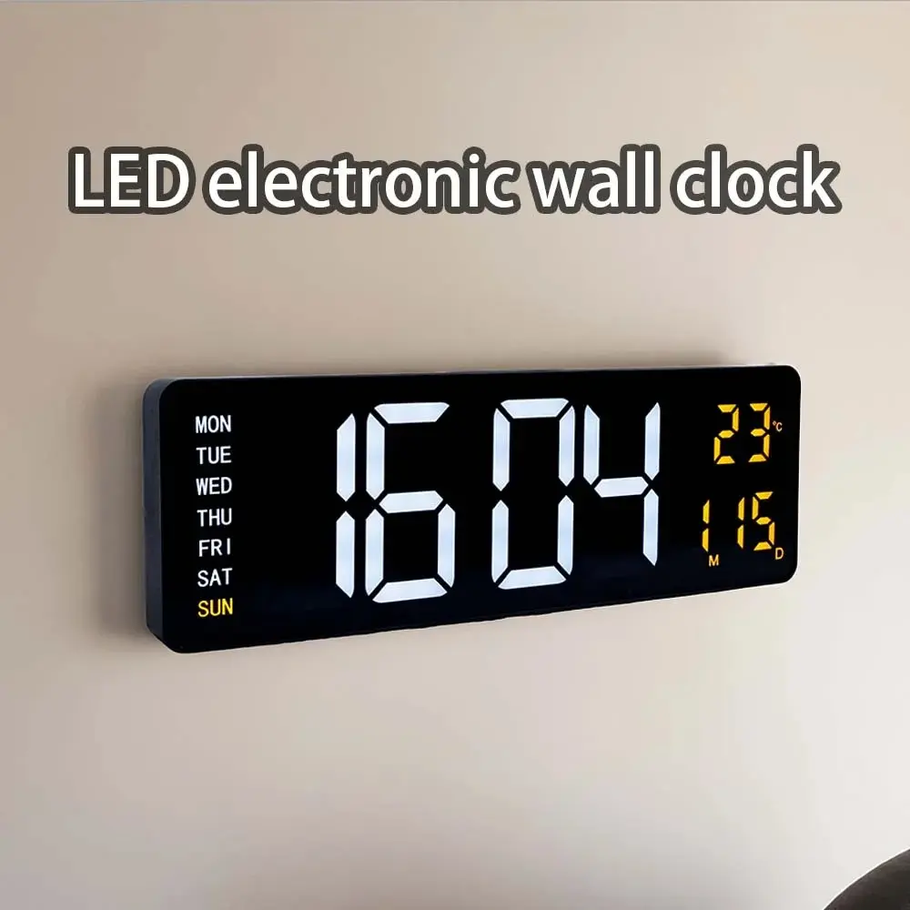 الساعة الرقمية الحائطية العصرية LED مع عرض التاريخ ودرجة الحرارة