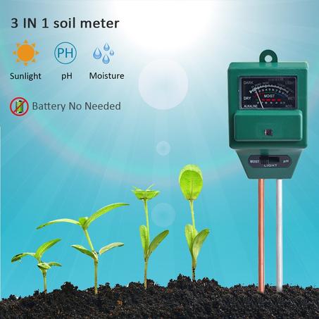 3 IN1 HYGROMÈTRE TESTEUR DE SOL MÈTRE D'HUMIDITÉ, LUMIÈRE ET TESTEUR DE PH ACIDITÉ, POUR FLEURS/HERBE/PLANTE/JARDIN/FERME/PELOUSE