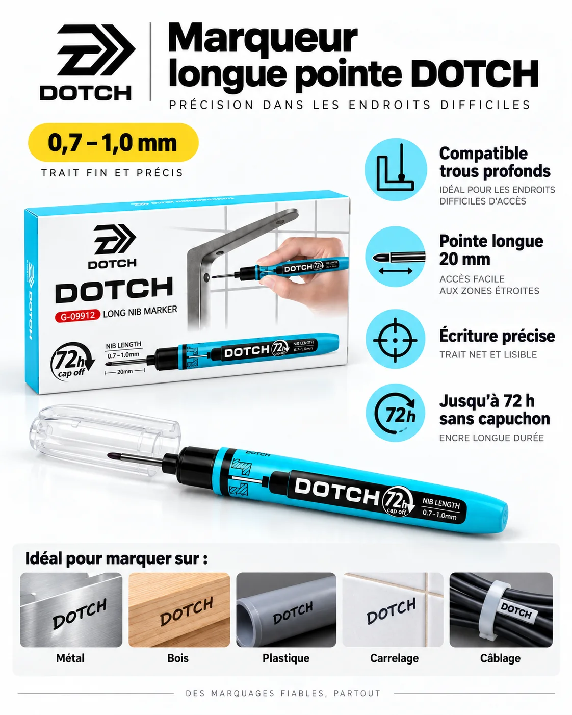 Pack 10 Stylo Professionnel Dotch Noir