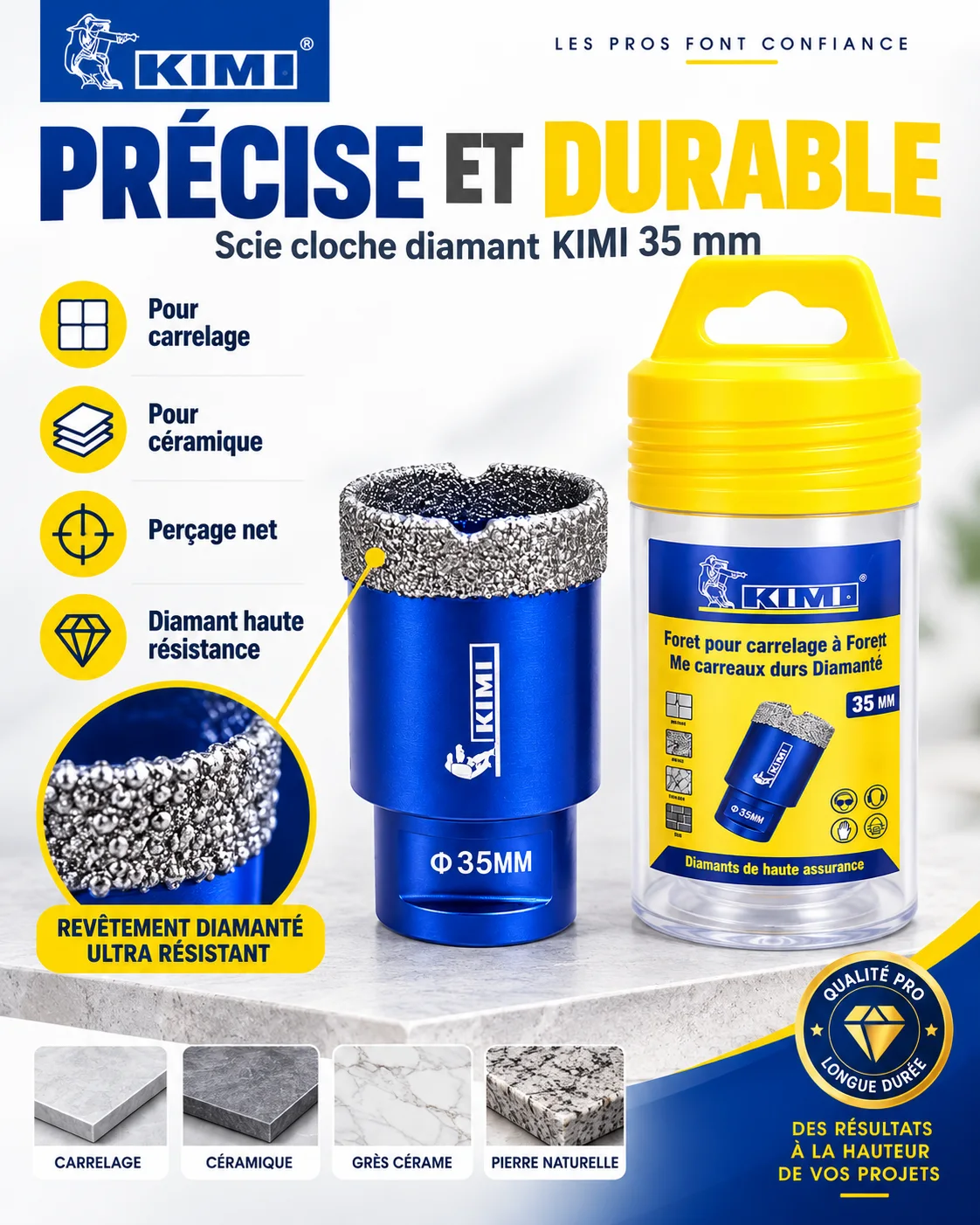 Scie cloches de Meuleuse diamant bleu KIMI 35 MM