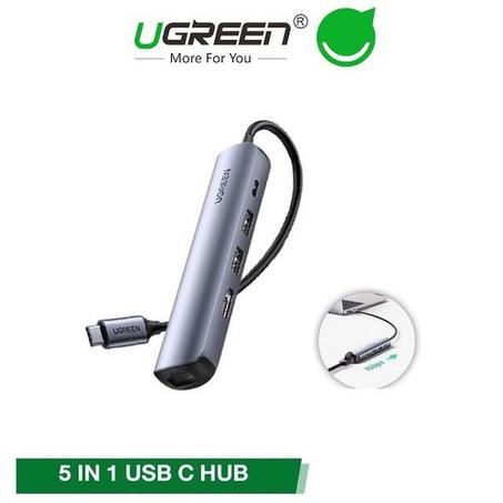 HUB USB-C 5-en-1 Vers 2*USB 3.0 + HDMI + RJ45 + Type-C PD 100W