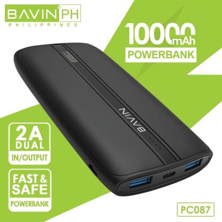 Power Bank 10000 mAh - 2 ports USB - Charge Rapide - Témoin  LED