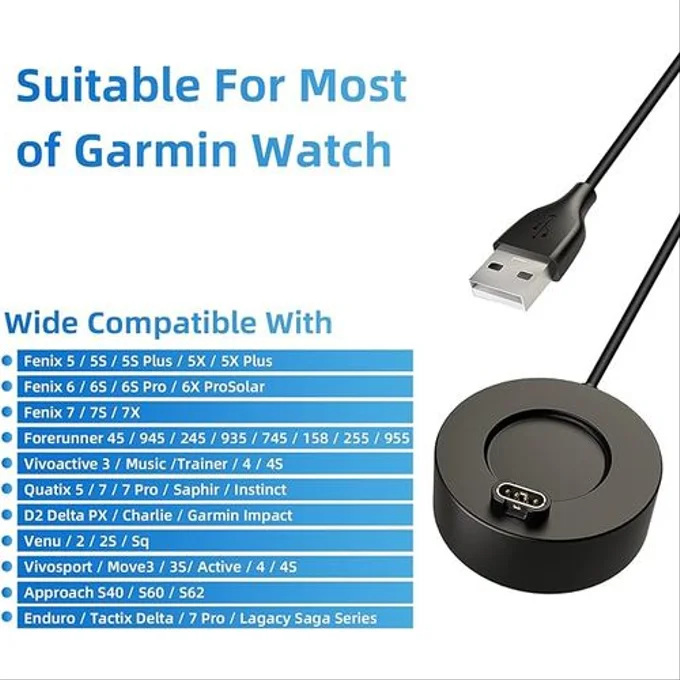 Câble Chargeur USB Pour Montres Garmin - Compatible Venu, Fenix, Vivoactive, Forerunner Et Plus