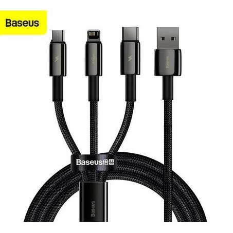 Câble USB 3-en-1 (3.5A) Pour iPhone, Type-C et Micro USB - Charge Rapide - 1,5 m