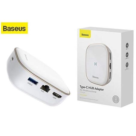 HUB Type-C 6-en-1 : USB3.0*2 + 4K HD + SD/TF + RJ45 - Avec Chargeur intégré 60W