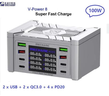 Station de Charge Ultra Rapide 100W à 8 Ports - Affichage numérique