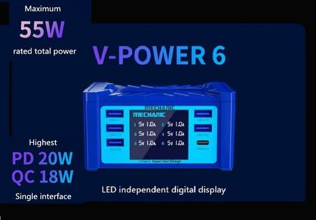 Station de Charge Ultra Rapide 55W à 6 Ports