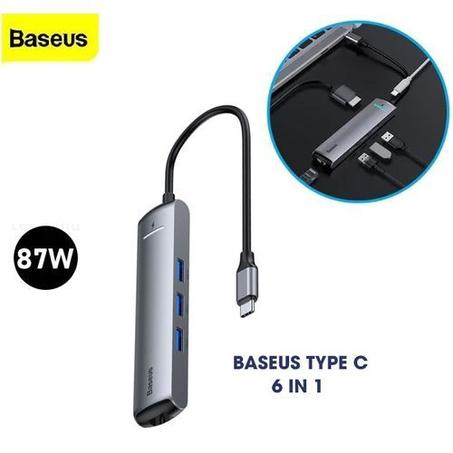HUB USB-C 6-en-1 Vers HDMI 4K@30 Hz + Type-C PD 85W + 3 USB 3.0 5Gbps + RJ45