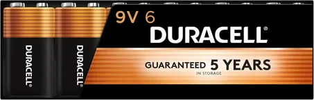 Duracell Coppertop - Batería de 9 V, 6 unidades (paquete de 1), 9 voltios con potencia de larga duración, batería alcalina multiusos de 9 V para dispositivos domésticos y de oficina