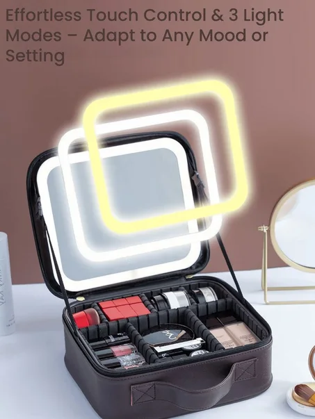 حقيبة مكياج ذكية بمرآة LED