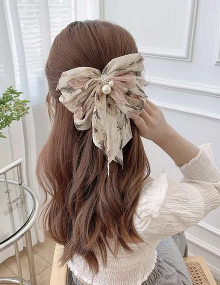 Pince à cheveux française imprimé floral