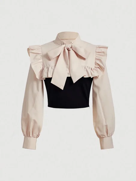 Blouse à volants à noeuds