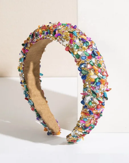 Serre-tête avec strass multicolores
