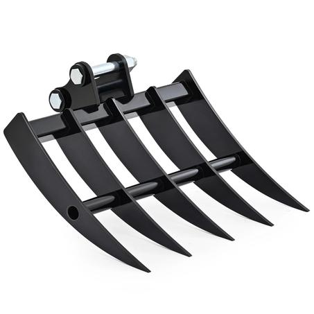 19.3" Mini Excavator Rake Attachment for Land Clearing, Debris Removing, Soil Spreading