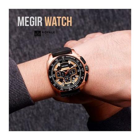 Megir Montre Chronographe Noir rose gold M56