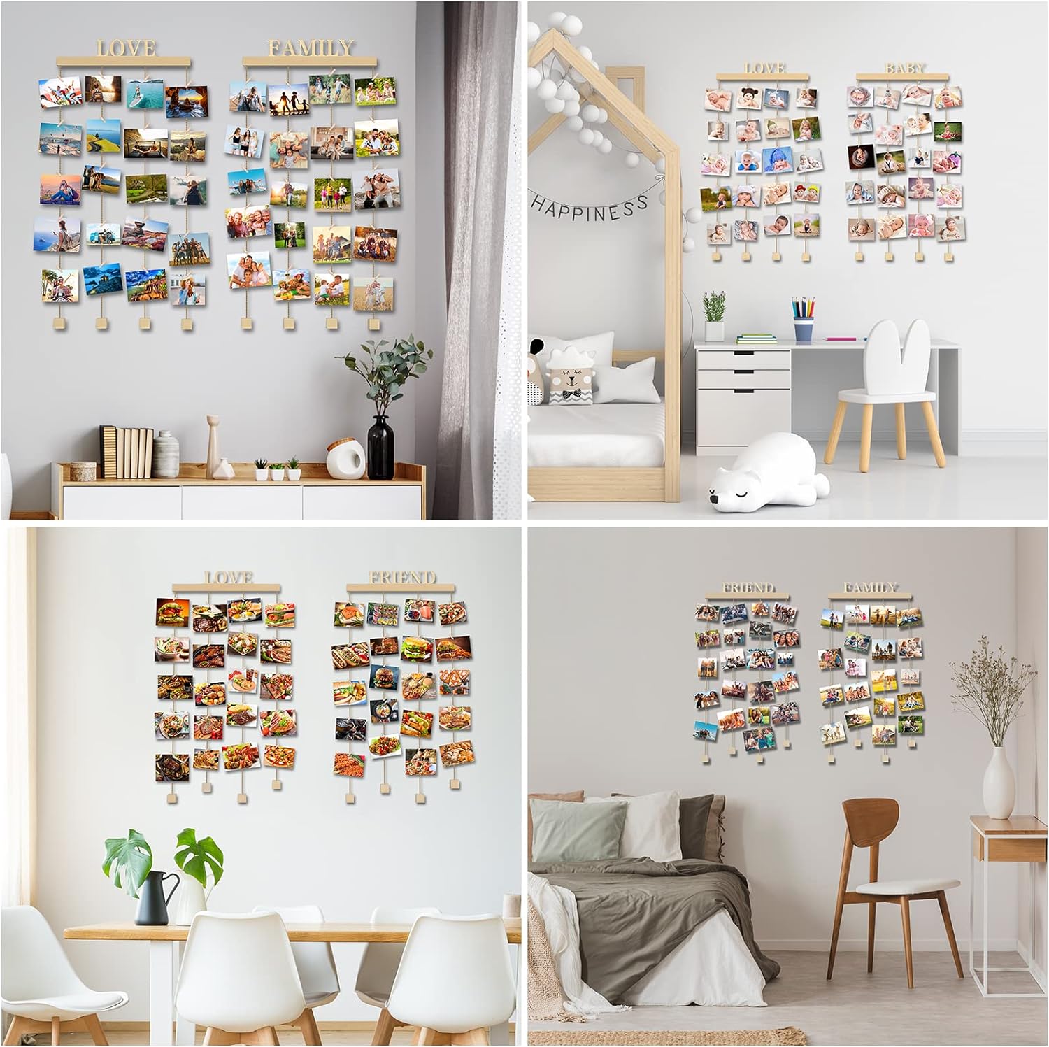 Support Photo Mural en Bois avec 45 Photo