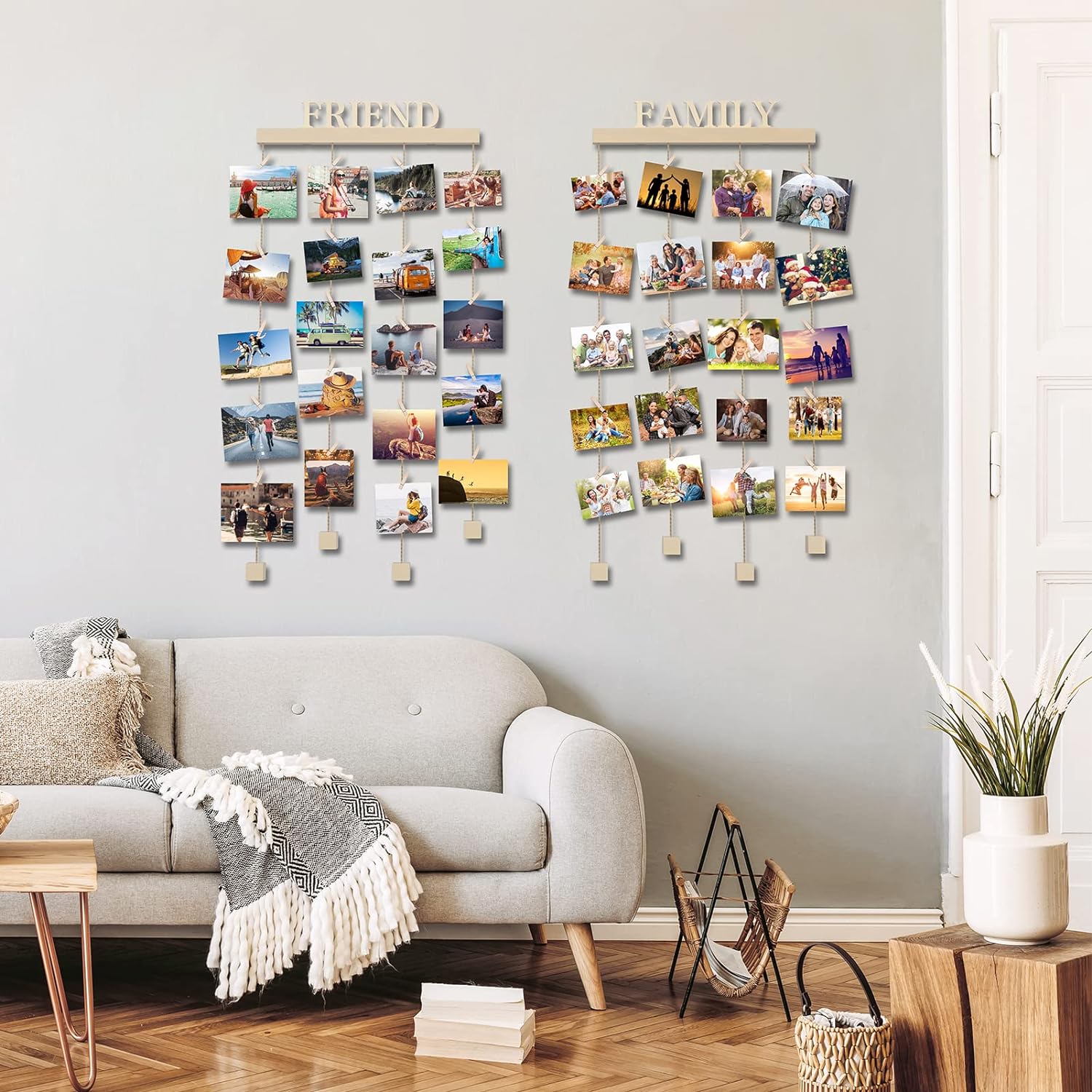Support Photo Mural en Bois avec 45 Photo