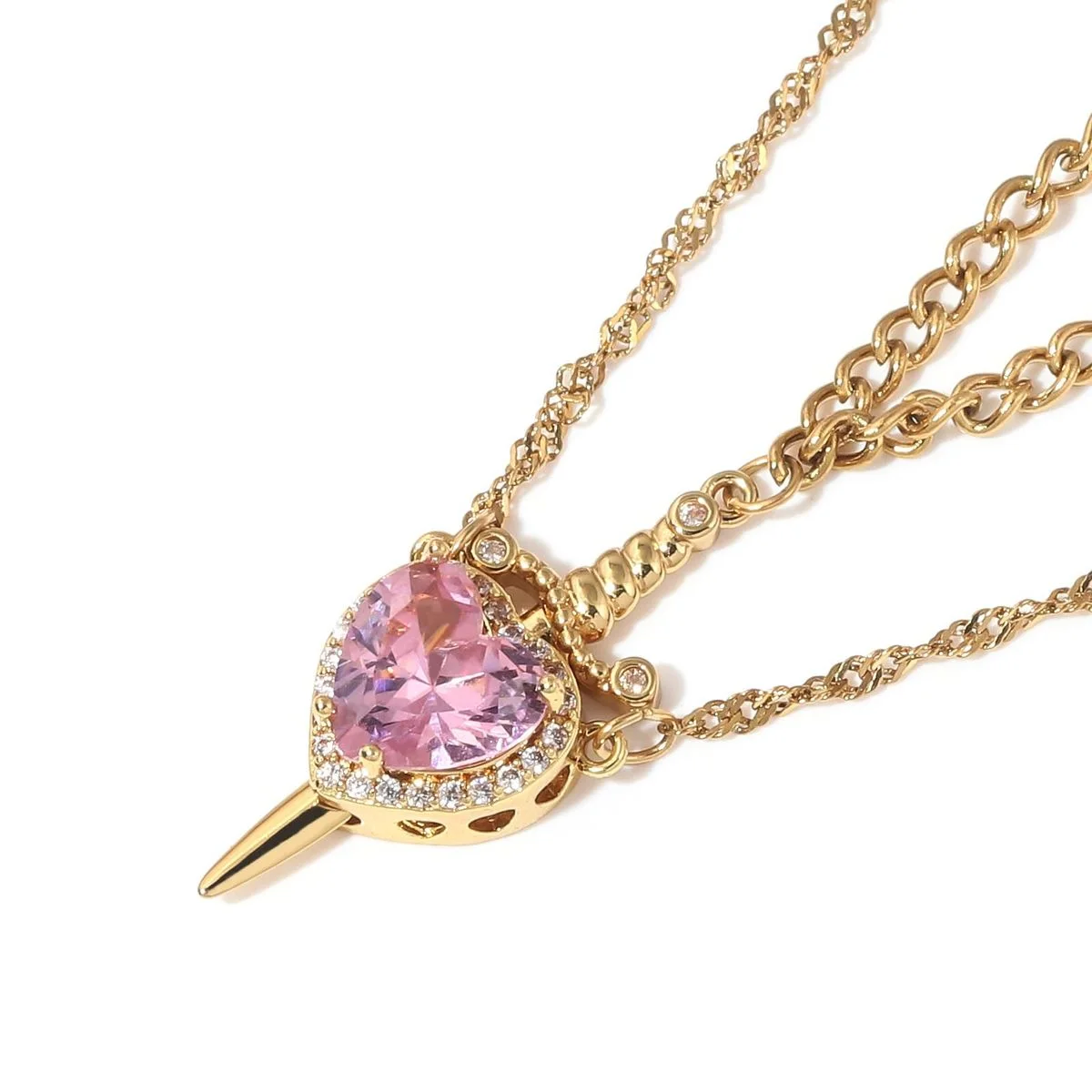 قلادة قلب مع خنجر أحمر ❤️🗡️ او وردي