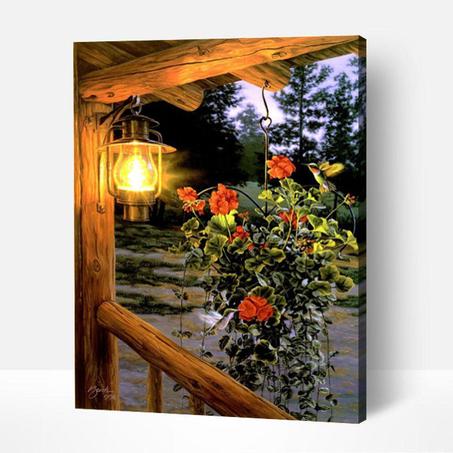 Lanterne sous le porche- Peinture par diamants