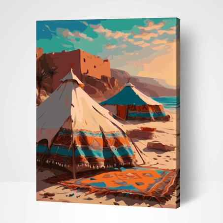 Tentes Berbères au Bord de l'Eau- Peinture Par Numéros