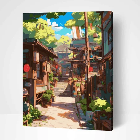 Ruelle de l'ancien Tokyo- Peinture Par Numéros