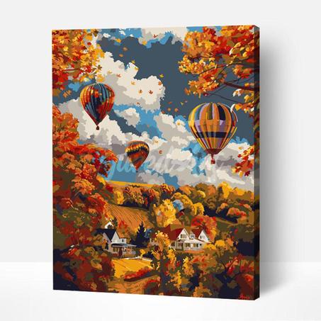 Aventure en Montgolfière en Automne- Peinture Par Numéros