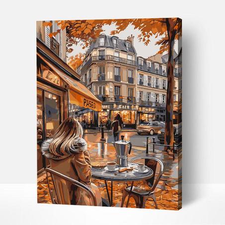 Pause café en Automne- Peinture Par Numéros