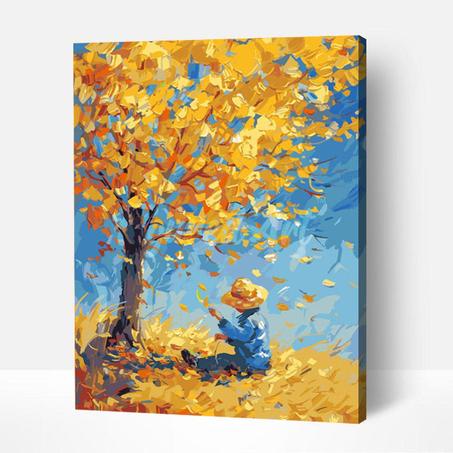 Garçon en Automne inspiré de Van Gogh- Peinture par diamants