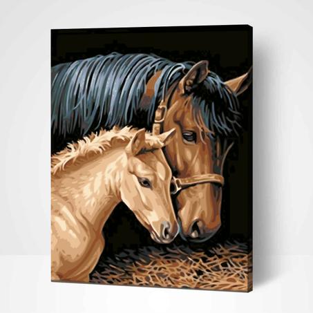Cheval avec poulain- Peinture Par Numéros