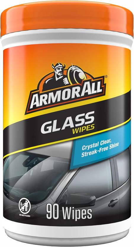 Armor All Armor All - Toallitas de vidrio para automóvil, limpiador automático de cristales para película y mugre, 90 unidades