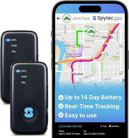 Spytec Atlas - Rastreador GPS para vehículos, automóviles, camiones, niños y personas mayores, dispositivo de seguimiento GPS oculto para vehículos de flotas | Geofencing | Seguimiento y