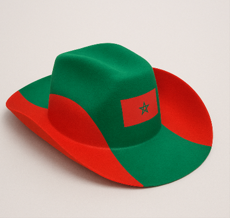 قبعة رعاة البقر المغربية – خضراء وحمراء