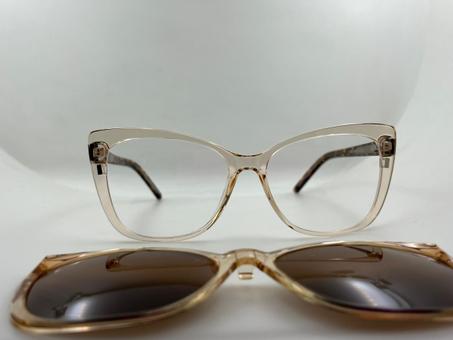 نظارة طبية بإطار شفاف مع عدسة شمسية مغناطيسية