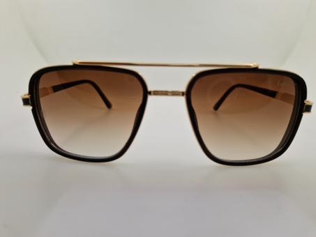 نظارات شمسية Cartier رجالية بإطار أسود وعدسات بنية متدرجة