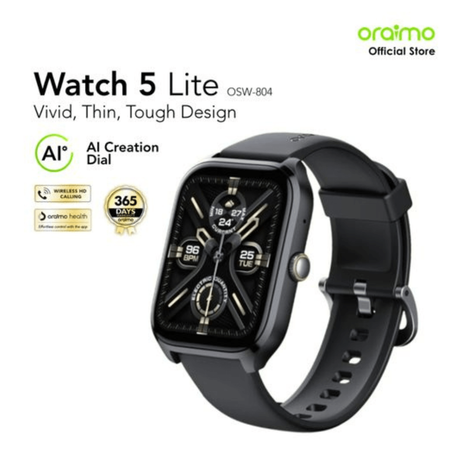 Oraimo Smart Watch 5 Lite OSW-804 – Black + 12 mois de garantie locale