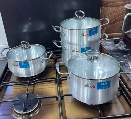طاقم طناجر + كسكاس 4x1 من delux